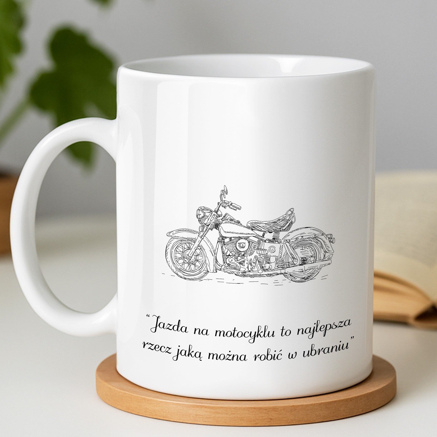 Kubek z nadrukiem dla motocyklisty chopaka
