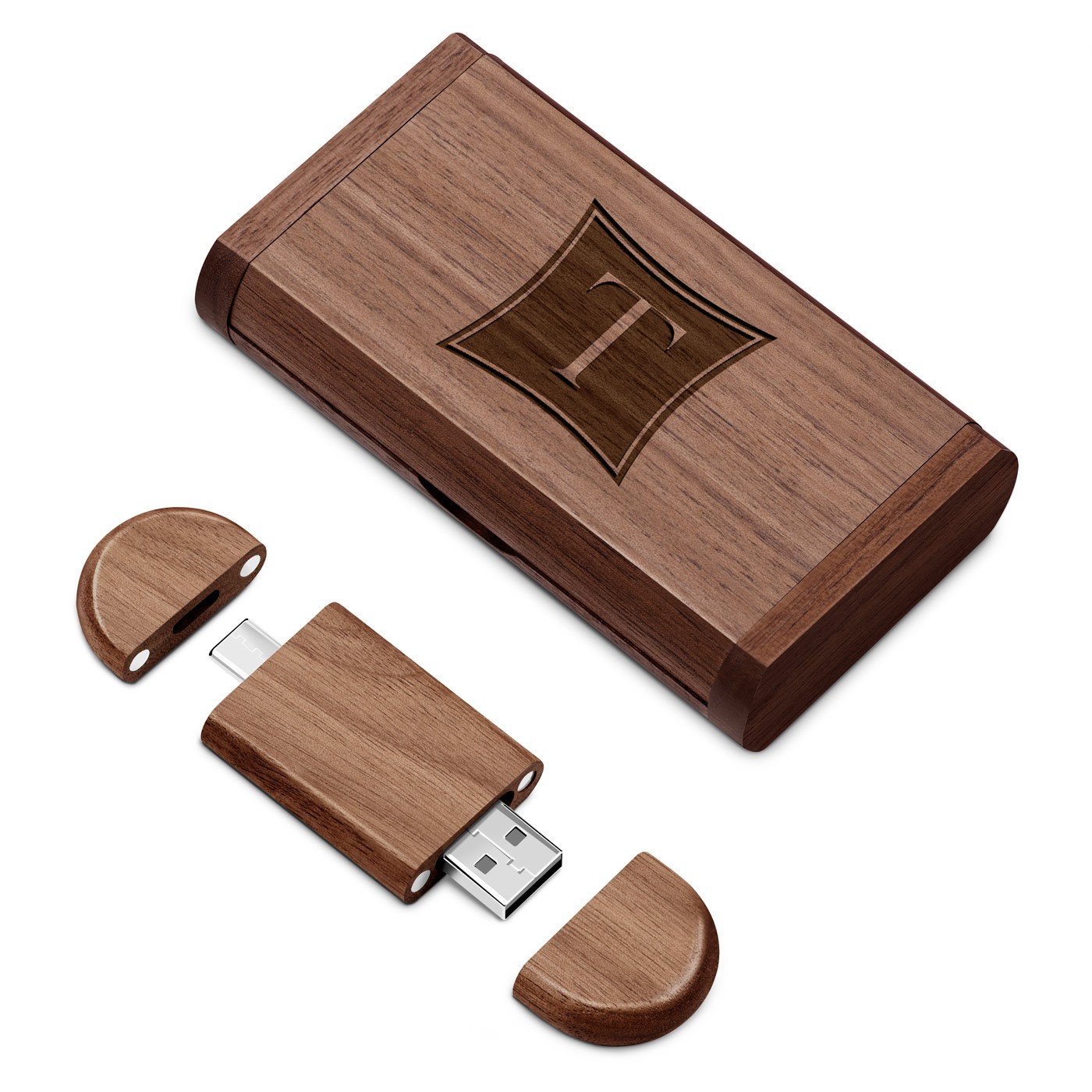 Pendrive drewniany z grawerem 64 GB w magnetycznym pudeku dla chopaka na rocznic urodziny