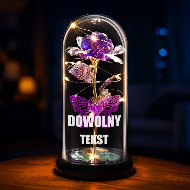 Wieczna róża w szkle Lampka LED fioletowa dla niej niego