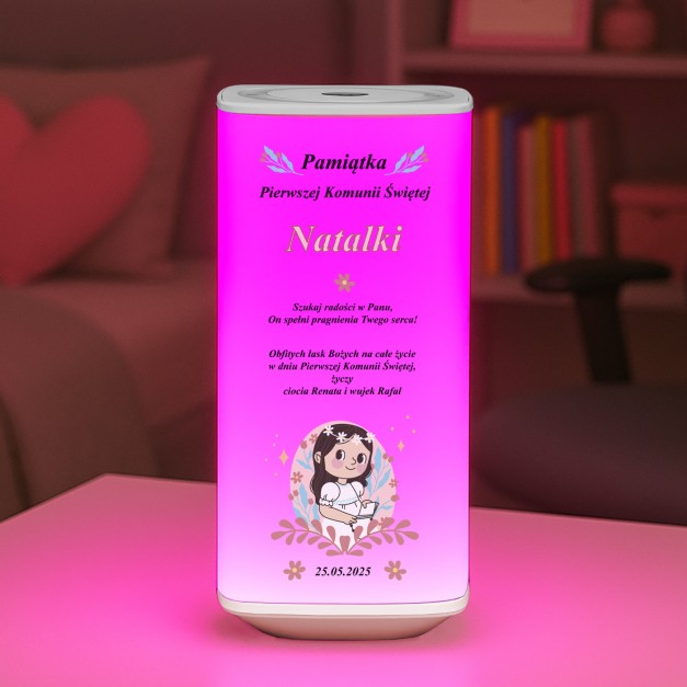 Lampka nocna LED z nadrukiem dla dziewczynki na Komunię Świętą