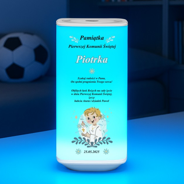 Lampka nocna LED z nadrukiem dla chłopca na Komunię Świętą