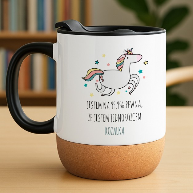 Kubek ceramiczny biały z przykrywką dla dziewczynki na dzień dziecka
