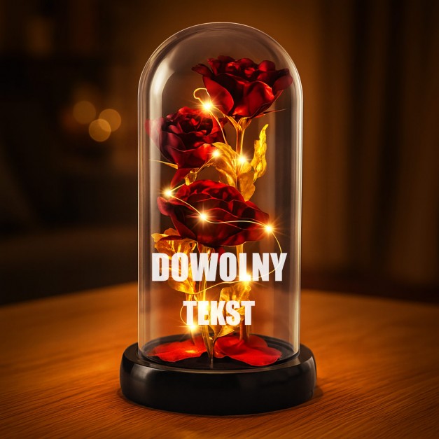 Wieczna róża w szkle Lampka LED czerwona