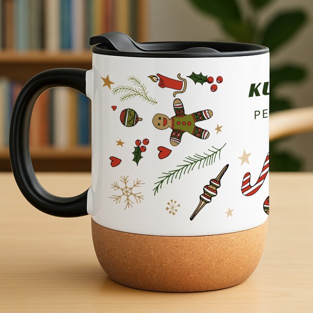Kubek ceramiczny biały z przykrywką dla żony mamy babci na święta