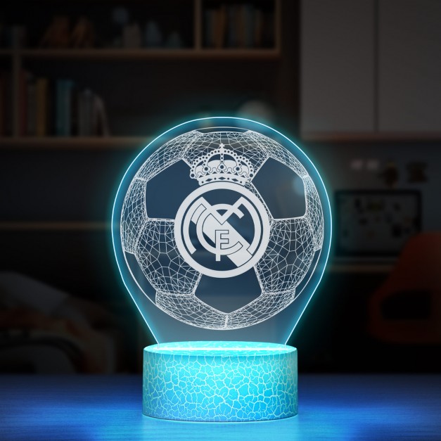 Lampka LED L 3D z nadrukiem na szkle akrylowym dla fana Real Madryt