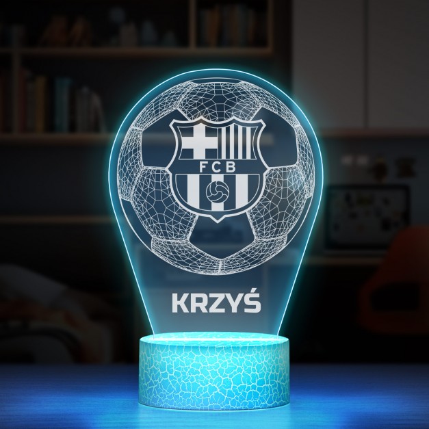 Lampka LED L 3D z nadrukiem na szkle akrylowym dla chłopaka FC Barcelona