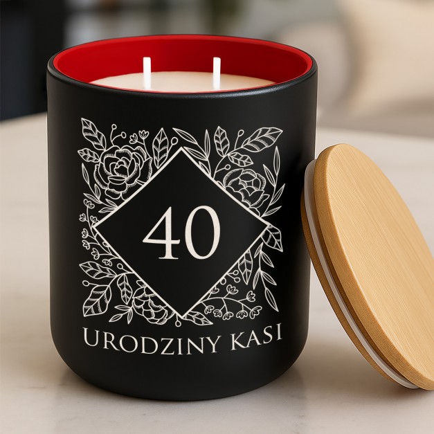 Świeca sojowa z grawerem dla niej na 40 urodziny