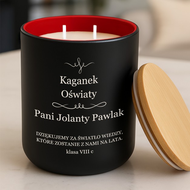 Świeca sojowa z grawerem dla wychowawcy podziękowanie