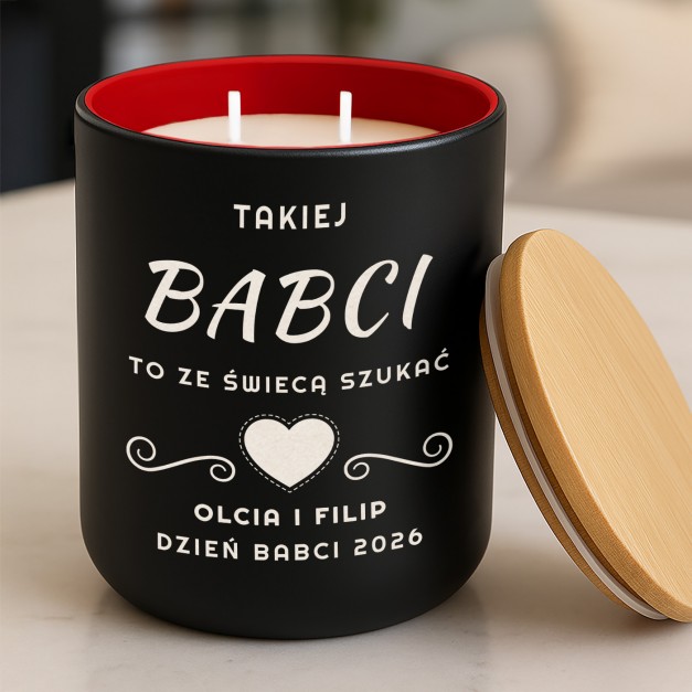 Świeca sojowa z grawerem dla babci na dzień babci