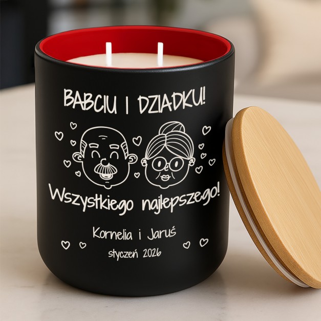 Świeca sojowa z grawerem dla babci i dziadka