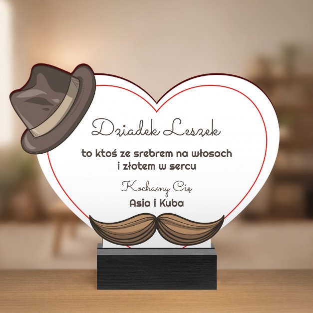 Drewniana statuetka z nadrukiem dla dziadka na dzień dziadka