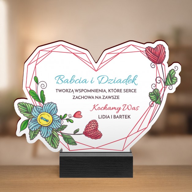 Drewniana statuetka z nadrukiem dla babci i dziadka
