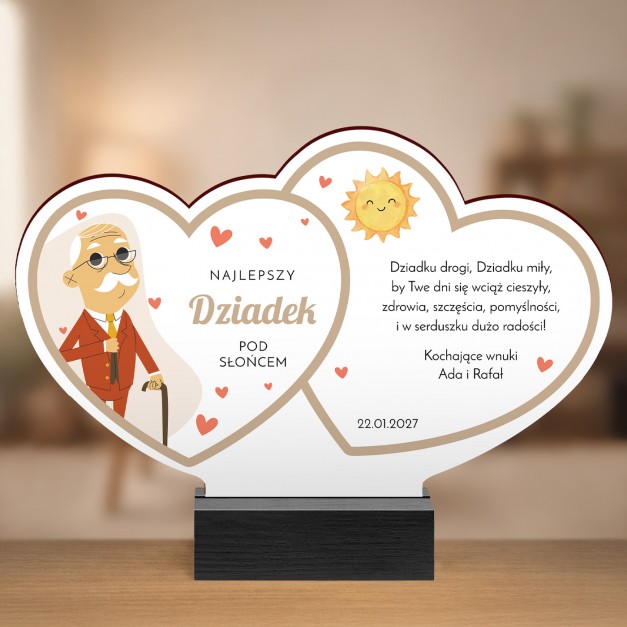 Drewniana statuetka z nadrukiem dla dziadka