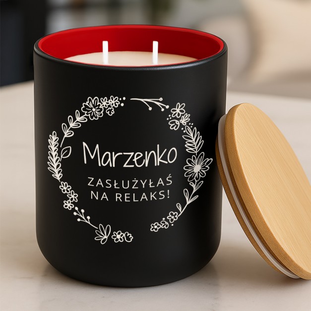 Świeca sojowa z grawerem dla żony mamy dziewczyny na imieniny