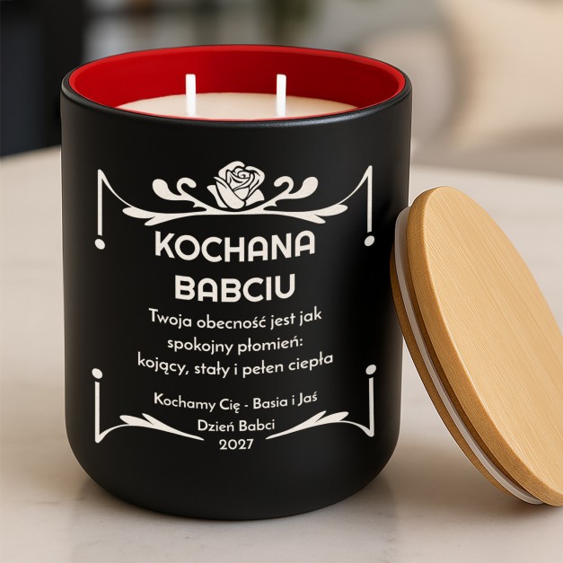 Świeca sojowa z grawerem dla babci na dzień babci