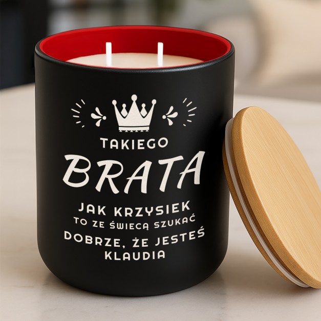 Świeca sojowa z grawerem dla brata na urodziny