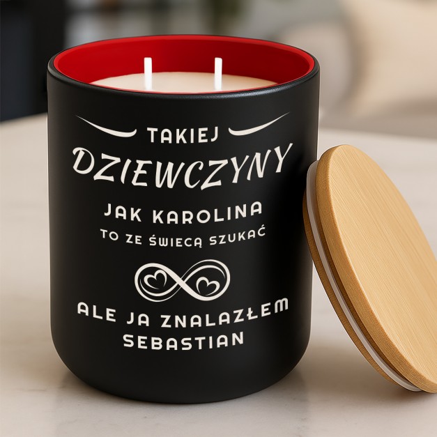 Świeca sojowa z grawerem dla dziewczyny kobiety