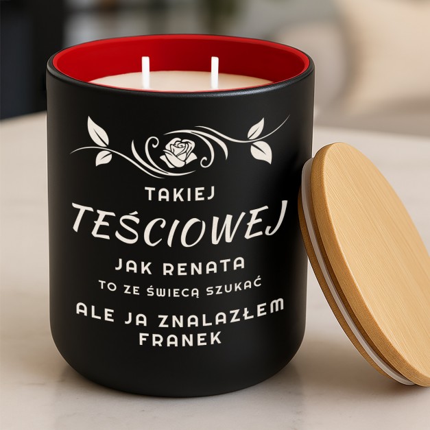 Świeca sojowa z grawerem dla teściowej