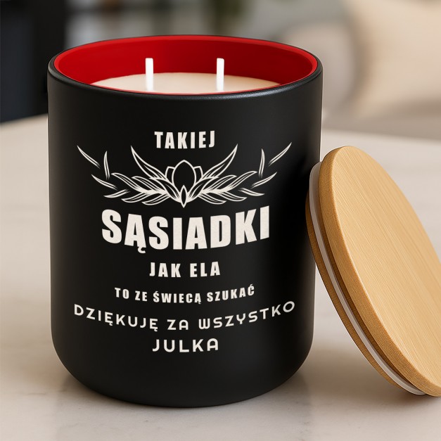 Świeca sojowa z grawerem dla sąsiadki podziękowanie
