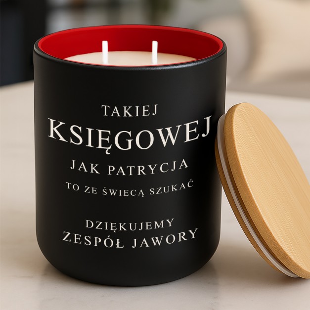 Świeca sojowa z grawerem dla księgowej na imieniny