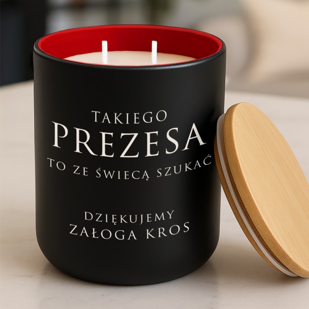 Świeca sojowa z grawerem dla prezesa