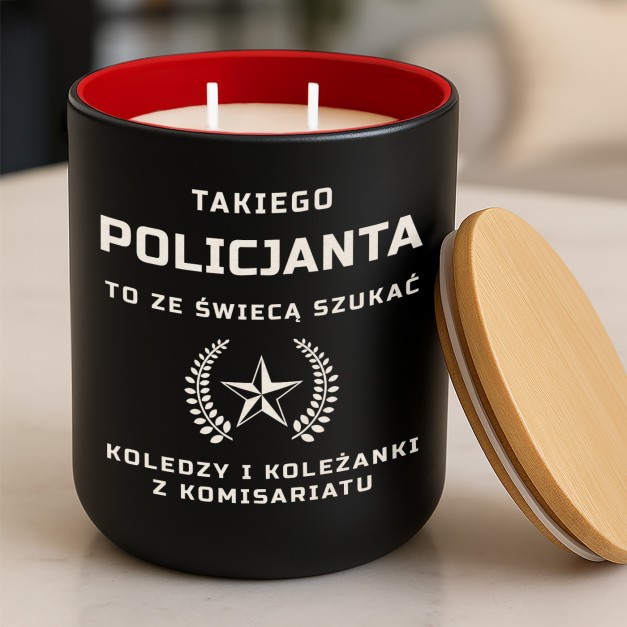 Świeca sojowa z grawerem dla niego policjanta