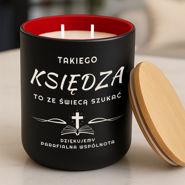 Świeca sojowa z grawerem dla księdza