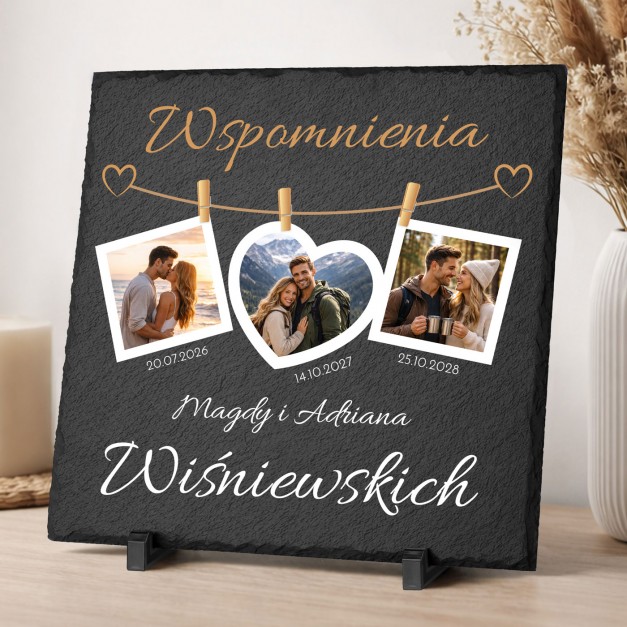 Kamienny łupek 30x30 z nadrukiem dla pary na rocznicę parapetówkę