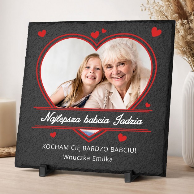 Kamienny łupek 30x30 z nadrukiem dla babci na dzień babci urodziny