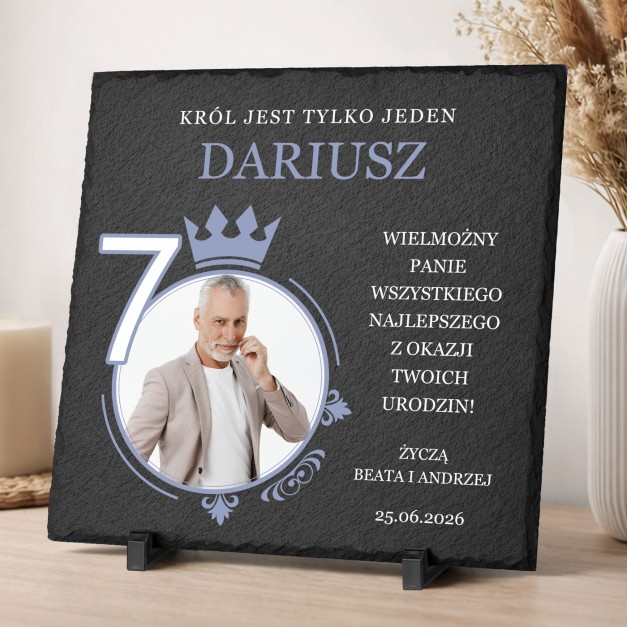 Kamienny łupek 30x30 z nadrukiem dla niego na 70 urodziny