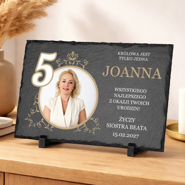 Kamienny łupek 20x30 z nadrukiem na 50 urodziny dla niej