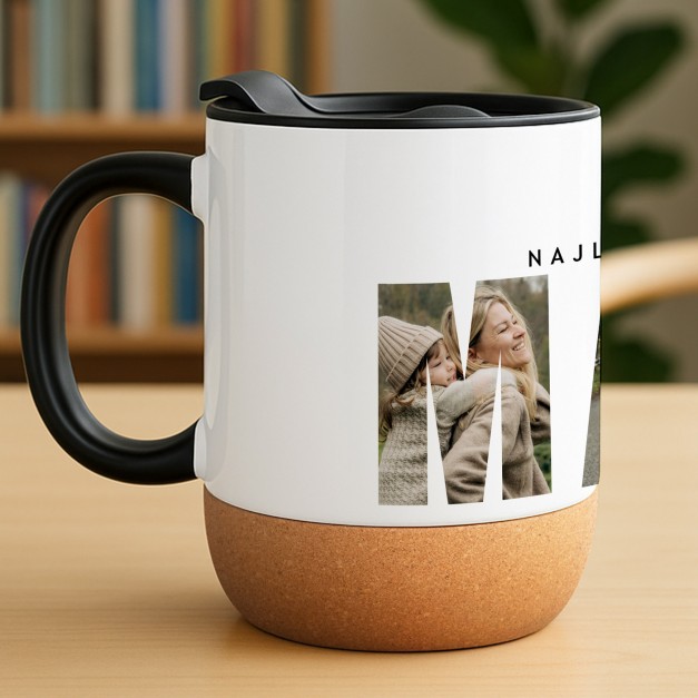 Kubek ceramiczny biały z przykrywką dla mamy