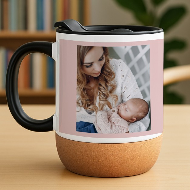 Kubek ceramiczny biały z przykrywką dla mamy pierwszy dzień mamy
