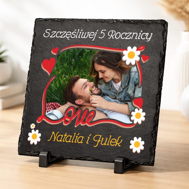Kamienny łupek z nadrukiem 20x20 dla chłopaka dziewczyny na 5 rocznicę