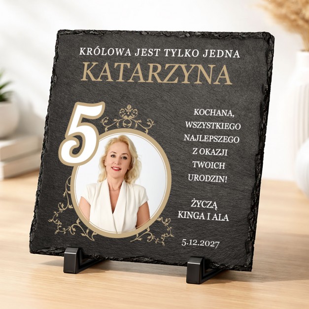 Kamienny łupek z nadrukiem 20x20 dla mamy koleżanki na 50 urodziny