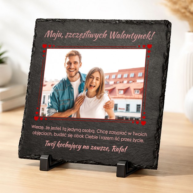 Kamienny łupek z nadrukiem 20x20 dla dziewczyny żony na Walentynki