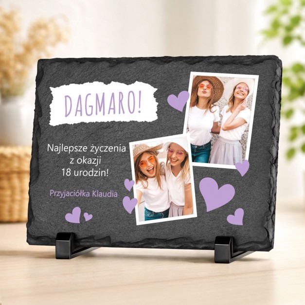 Kamienny łupek z nadrukiem 20x15 na 18 urodziny dla przyjaciółki
