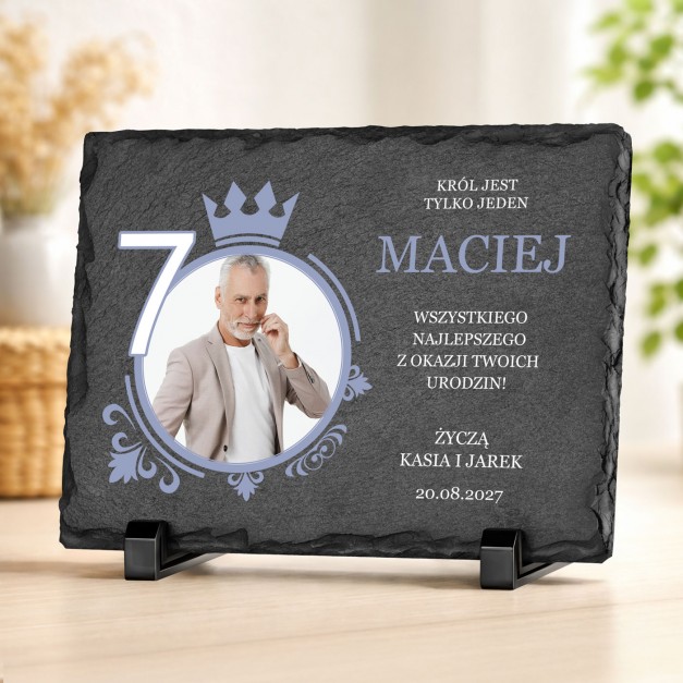 Kamienny łupek z nadrukiem 20x15 dla mężczyzny na 70 urodziny