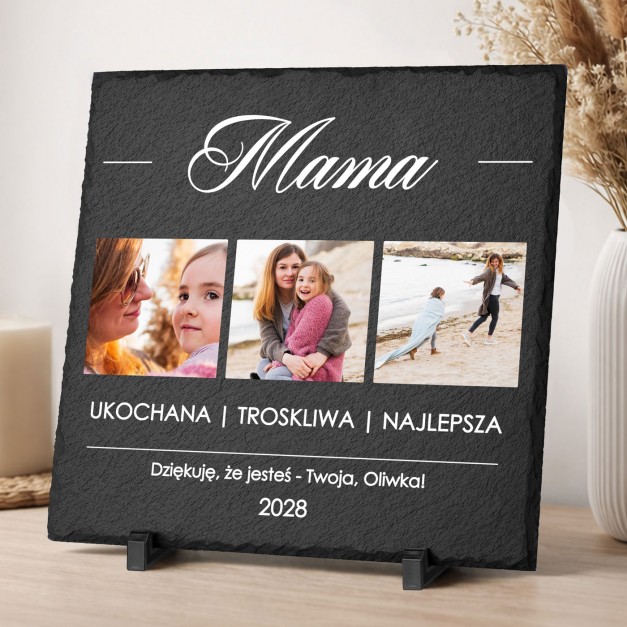 Kamienny łupek 30x30 z nadrukiem na dzień mamy urodziny