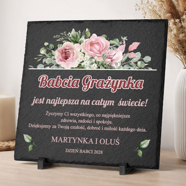Kamienny łupek 30x30 z nadrukiem na dzień babci