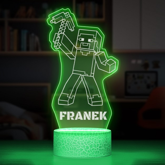 Lampka LED L z nadrukiem na szkle akrylowym dla gracza chłopca na urodziny