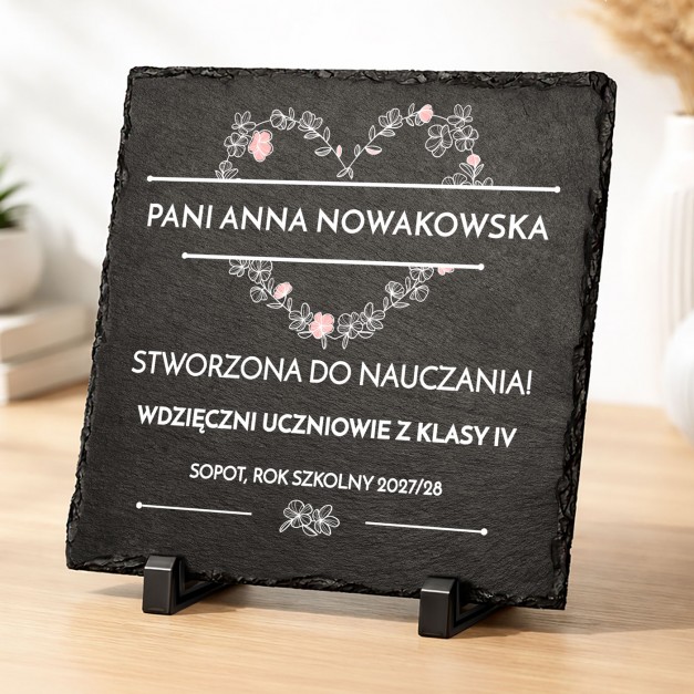 Kamienny łupek z nadrukiem 20x20 dla wychowawczyni nauczycielki podziękowanie
