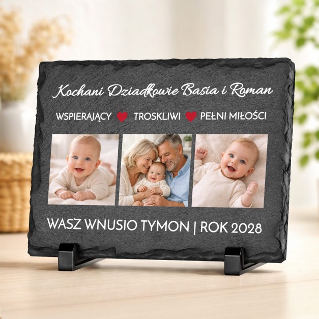 Kamienny łupek z nadrukiem 20x15 na dzień babci i dziadka