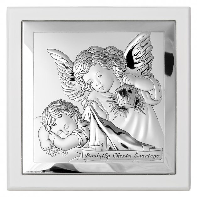Obrazek srebrny z grawerem dla dziewczynki na chrzest
