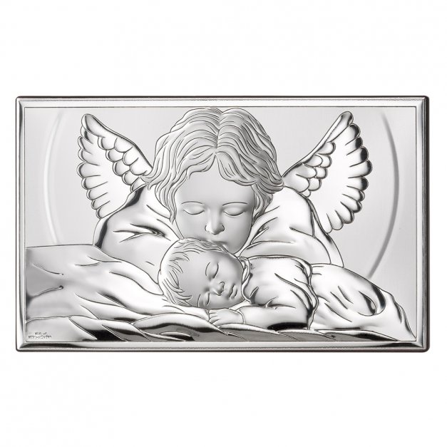Obrazek srebrny z grawerem dla chłopca na chrzest