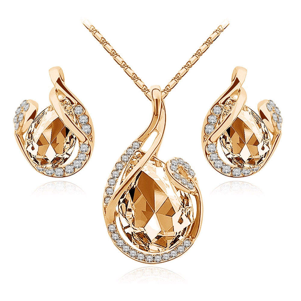 Komplet Swarovski Elements Bursztynowe ezki
