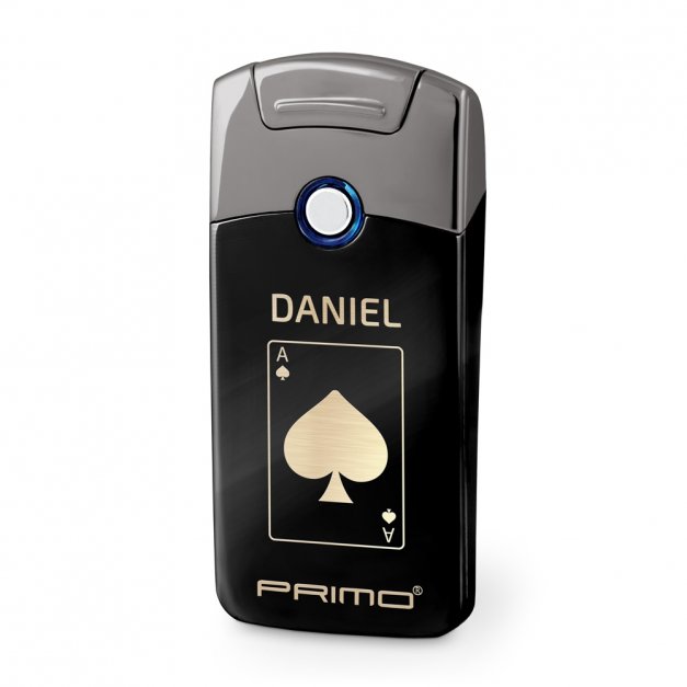 Zapalniczka plazmowa czarna USB z grawerem dla pokerzysty na imieniny