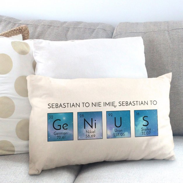 Poduszka personalizowana z nadrukiem dla geniusza chemika na imieniny awans