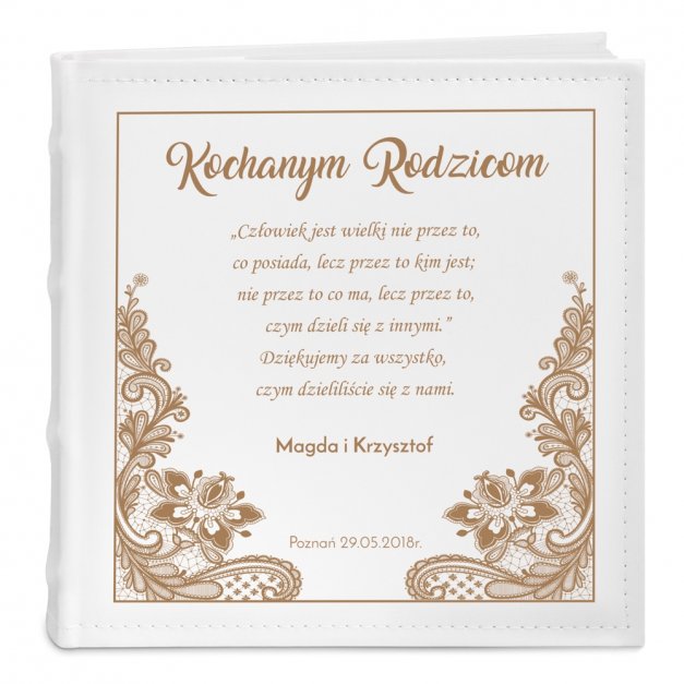 Album na zdjęcia z nadrukiem dla rodziców jako podziękowanie ślubne