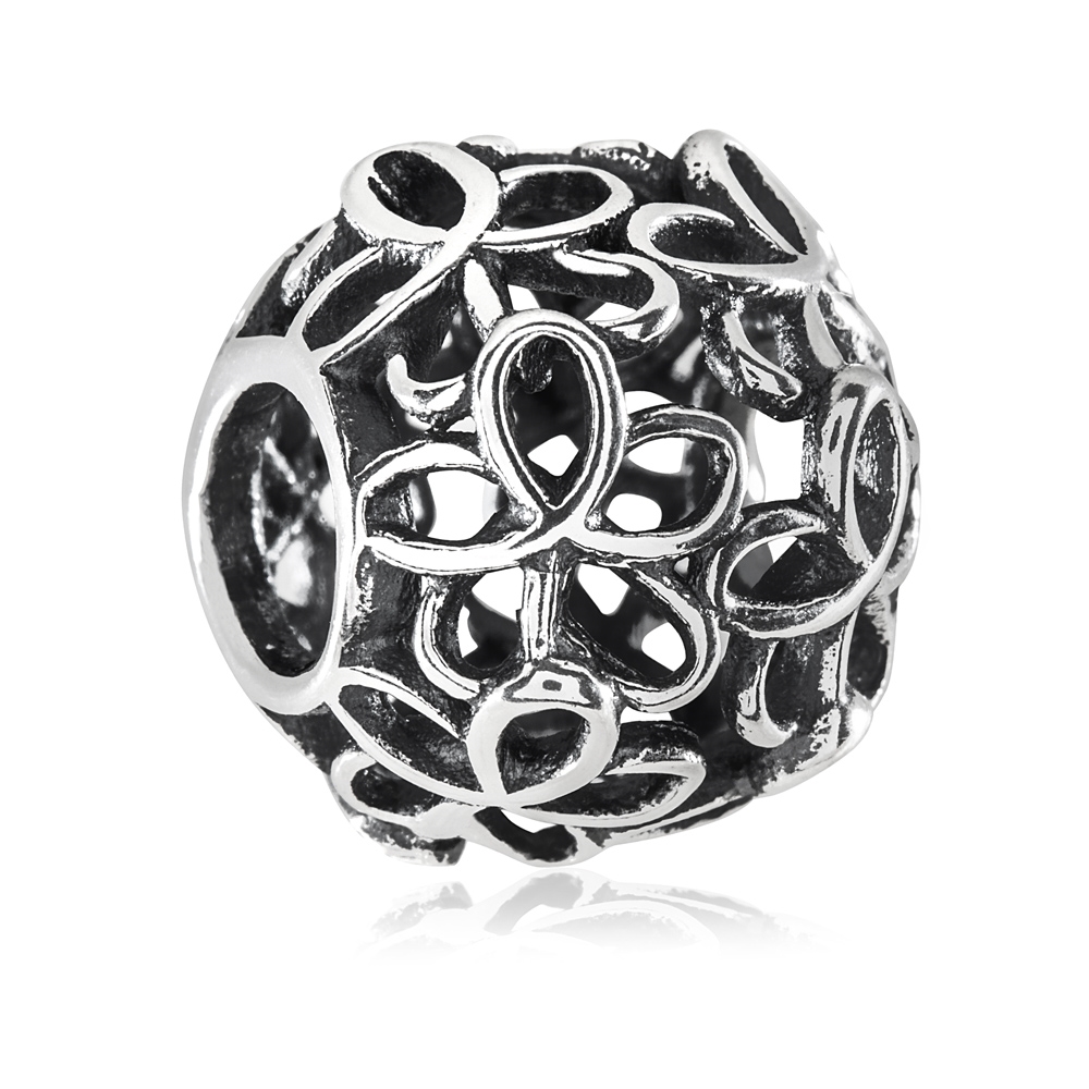 Charms Koralik Srebrny ZORZA KWIATOWA